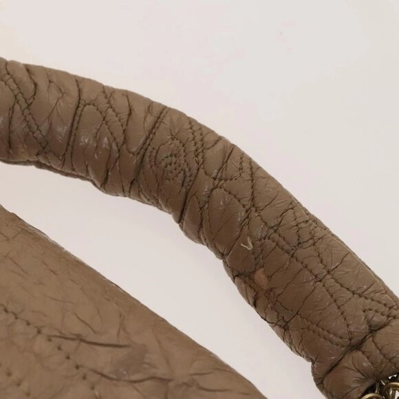 CHANEL Chain Shoulder Bag Vinyl Coated Leather Beige Gold CC - Picture 11 of 15